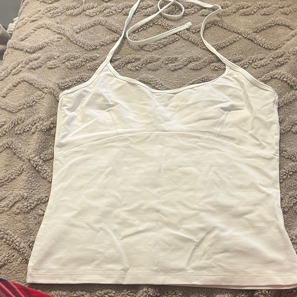 Aritzia TNA white tie halter neck tank top
